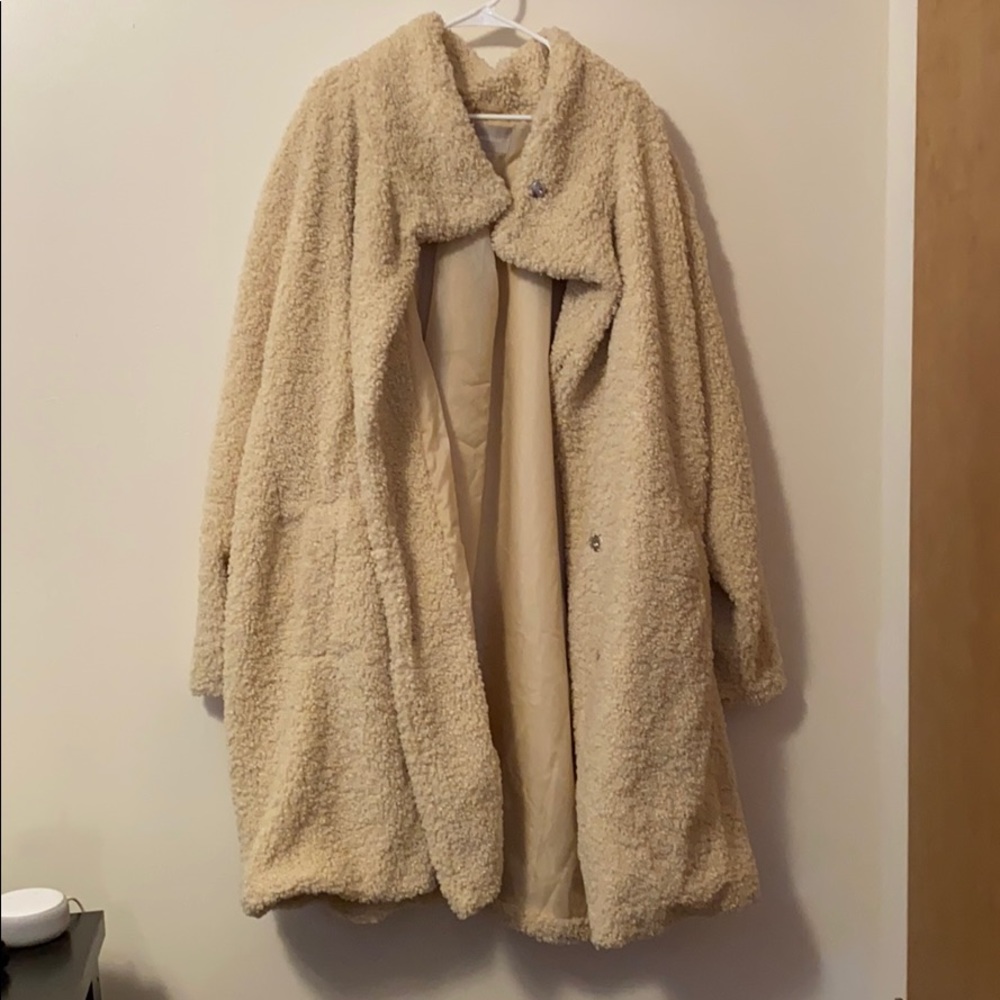 White Teddy Long Coat Plus Size